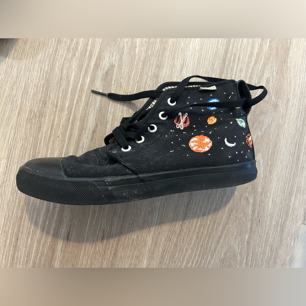 Bangs high top sneakers with galaxy design
